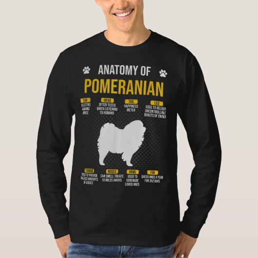 Anatomie van het Hondenliefhebber van Pommeren T-shirt (Voorkant)