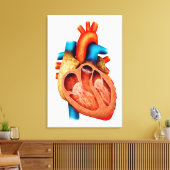 Anatomie van het menselijk hart, dwarsdoorsnede canvas afdruk (Insitu (Woonkamer))