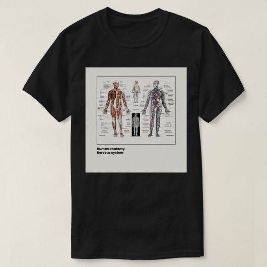 Anatomie van het menselijk lichaam antiek illustra t-shirt (Design voorkant)