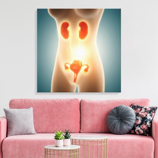 Anatomie van het Vrouw met voortplantingsorganen Canvas Afdruk (Insitu (Woonkamer))