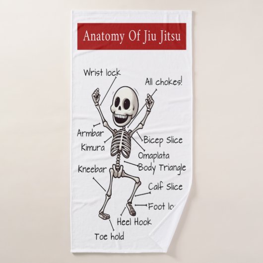 Anatomie van Jiu Jitsu BJJ Skeleton Inzendingen Gy Badhanddoek (Badhanddoek)