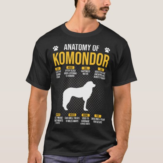 Anatomie van Komondor hond T-shirt (Voorkant)