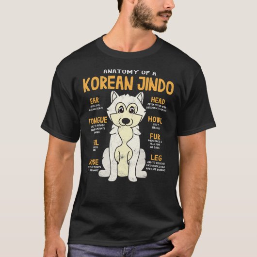 Anatomie van Korean Jindo Dog Classic T-Shirt (Voorkant)