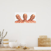 Anatomie van mannelijke hoofdspieren in verschille poster (Keuken)