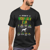 Anatomie van Mountain Cur Hondenliefhebber T Shirt (Voorkant)