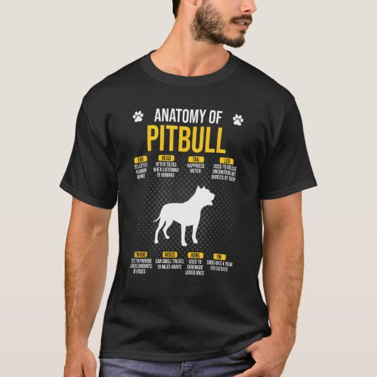 Anatomie Van Pitbull Hond Liefhebber T-shirt (Voorkant)