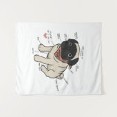 Anatomie van Pug-hondgrafiek Wandkleed (Voorkant (horizontaal))