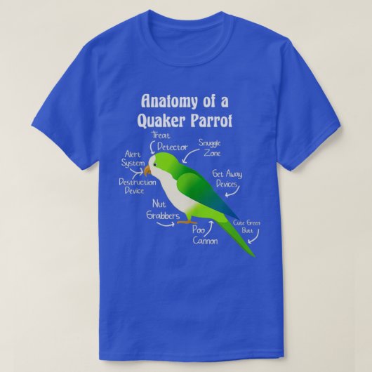Anatomie van Quaker Parrot Monk Paraket T-shirt (Design voorkant)