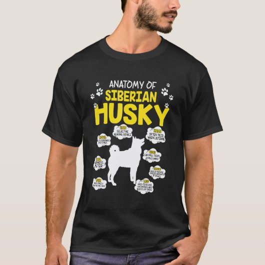 Anatomie van Siberische Husky-hond T-shirt (Voorkant)