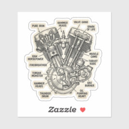 Anatomie van V-Twin Motor Biker Sticker