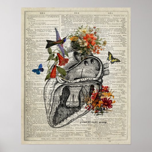 Anatomie Woordenboek Kunst Hart en Bloemen Poster (Voorkant)