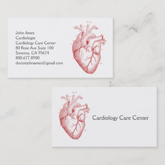 Anatomisch hart Cardiologie Arts Visitekaartje (Voorkant / Achterkant)