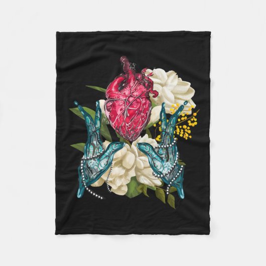 Anatomisch Hart en Bloemen Doctor Valentijn Fleece Deken (Voorkant)