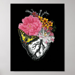 Anatomisch hart en bloemen Show je liefde Poster