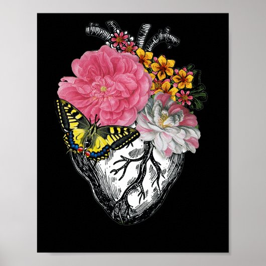 Anatomisch hart en bloemen Show je liefde Poster (Voorkant)