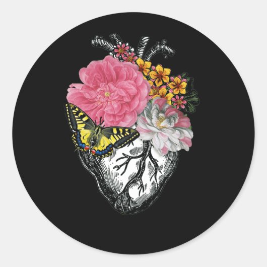 Anatomisch hart en bloemen Show je liefde Ronde Sticker (Voorkant)