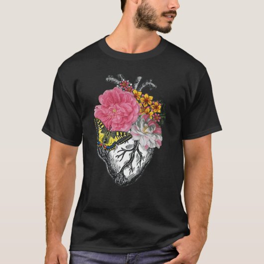 Anatomisch hart en bloemen Show je liefde T-shirt (Voorkant)