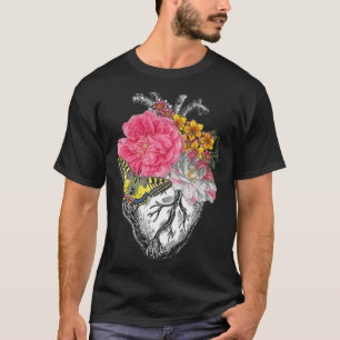 Anatomisch hart en bloemen Show je liefde T-shirt