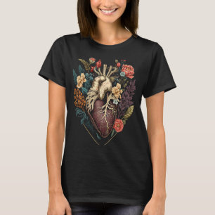 Anatomisch hart en bloemen Show je liefde voor Wo T-shirt