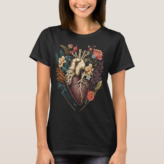 Anatomisch hart en bloemen Show je liefde voor Wo T-shirt (Voorkant)