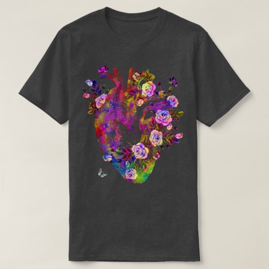 Anatomisch hart en bloemen Show uw liefdesvrouwen T-shirt (Design voorkant)