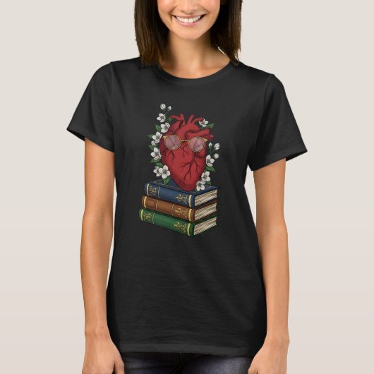 Anatomisch Hart en Boeken T-shirt (Voorkant)