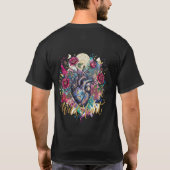 Anatomisch Hart en Rozen Zwarte T-Shirt (Achterkant)