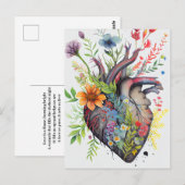 Anatomisch hart en waterverf bloemen liefhebbende  briefkaart (Voorkant / Achterkant)
