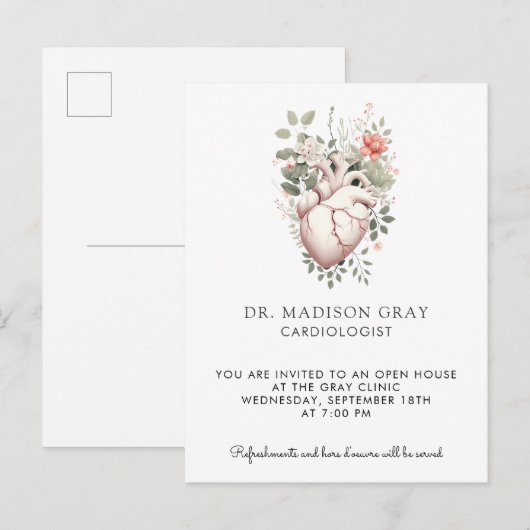 Anatomisch Hart Medische Cardiologie Open Huis Uitnodiging Briefkaart (Voorkant / Achterkant)