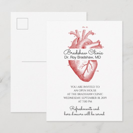 Anatomisch hart-medische cardiologie uitnodiging briefkaart (Voorkant / Achterkant)