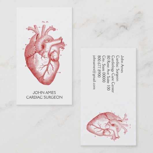 Anatomisch hart Medische hartchirurg Visitekaartje (Voorkant / Achterkant)