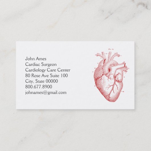Anatomisch hart Medische hartchirurg Visitekaartje (Achterkant)