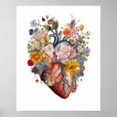 Anatomisch Hart met Bloemen Art #2BFE2 Poster (Voorkant)