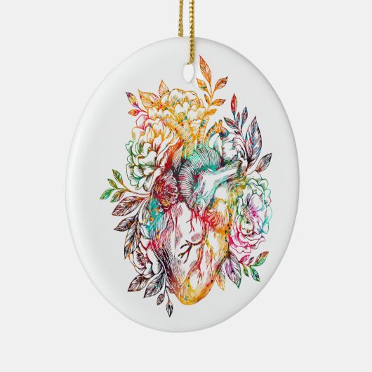Anatomisch hart met bloemen keramisch ornament (Rechts)