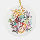 Anatomisch hart met bloemen keramisch ornament (Voorkant)