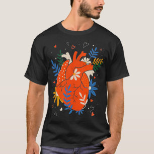 Anatomisch hart met bloemen Menselijk hart T-shirt