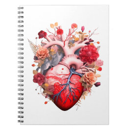 Anatomisch hart met bloemen notitieboek