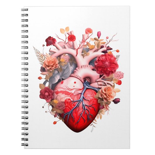 Anatomisch hart met bloemen notitieboek (Voorkant)