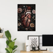 Anatomisch Hart Met Bloemen Print, Vintage Poster (Thuiskantoor)