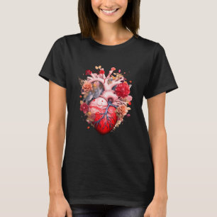 Anatomisch hart met bloemen t-shirt