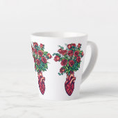 Anatomisch Hart met Rozen, Hart Warrior Latte Mok (Rechterhoek)