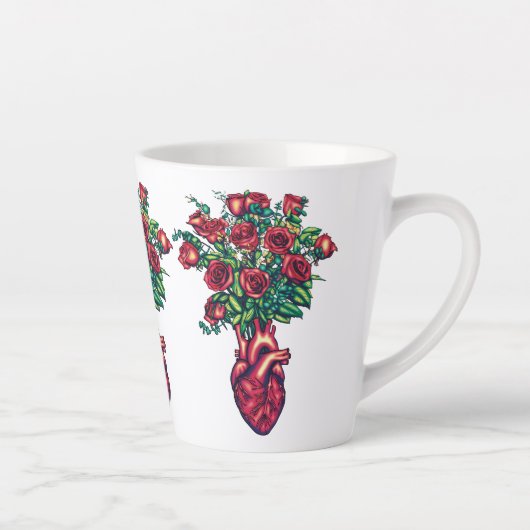 Anatomisch Hart met Rozen, Hart Warrior Latte Mok (Rechts)
