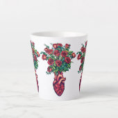 Anatomisch Hart met Rozen, Hart Warrior Latte Mok (Voorkant)