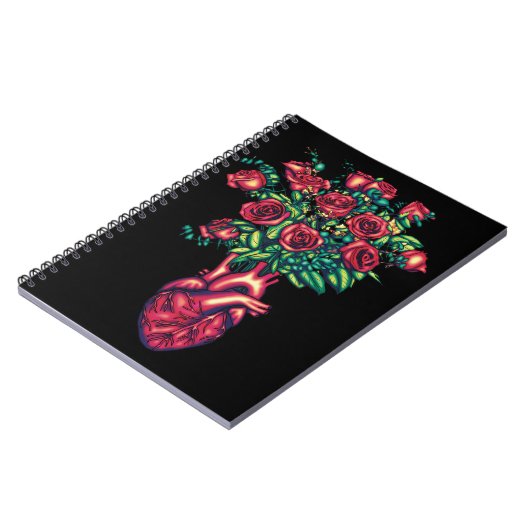 Anatomisch Hart met Rozen, Hart Warrior Notitieboek (Linkerzijde)