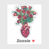 Anatomisch Hart met Rozen, Hart Warrior Sticker (Vel)