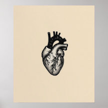 Anatomisch Hart modern zwart minimalistische lijnk