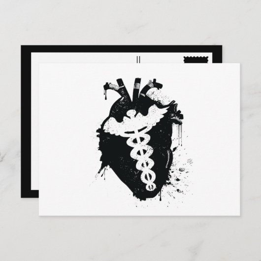 anatomisch hart van caduceus briefkaart (Voorkant / Achterkant)