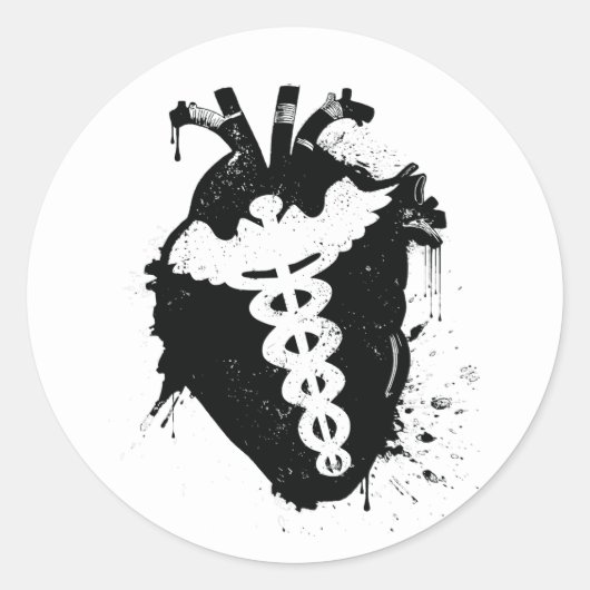 anatomisch hart van caduceus ronde sticker (Voorkant)