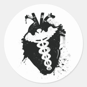 anatomisch hart van caduceus ronde sticker