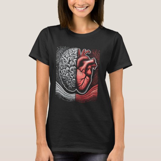 Anatomisch Hart vs Brain Medicine Anatomie Wetensc T-shirt (Voorkant)